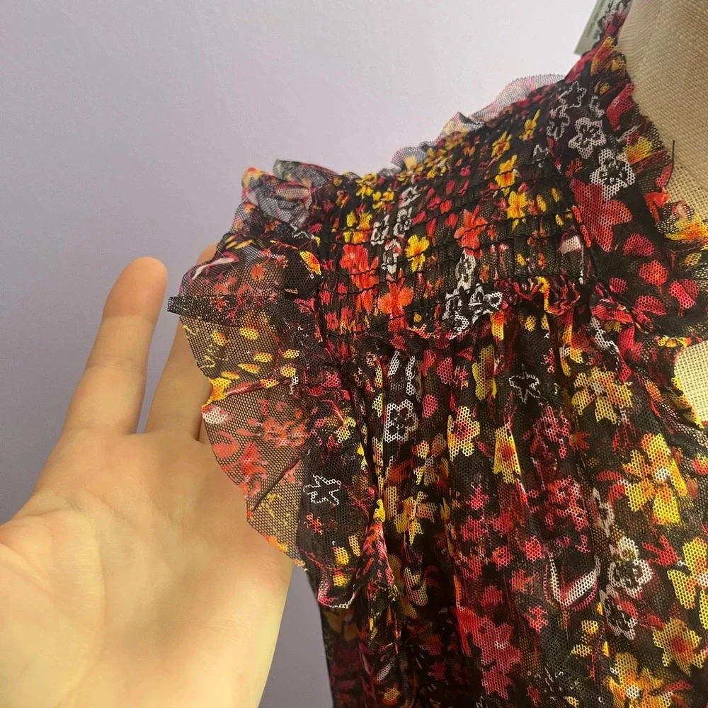 FREE PEOPLE
Twyla Smocked Floral Mesh Top - Picture 10 of 14